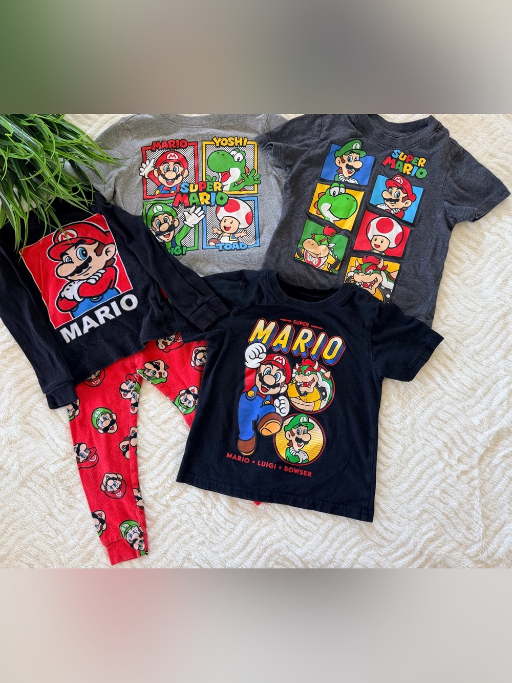 Super Mario Kids Tees & Pajama Set - Black, Red, Gray